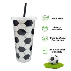 Regalo para Fanáticos del Fútbol, Vasos de Plástico Reutilizables de 24 oz con Tapa y Pajita, Juego para el Día del Partido, Fiestas, Tailgate, Decoración de <span class=keywords><strong>Cumpleaños</strong></span> de Fútbol - Product Image 3