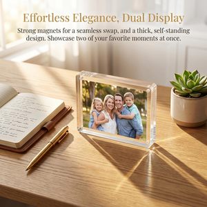 Cadre photo magnétique en acrylique transparent sans cadre pour table, format personnalisé, pour affichage familial sur table, vente en gros - Product Image 3