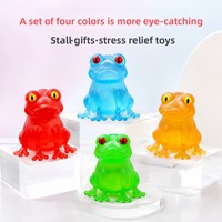 Jouet anti-stress grenouille souple et ronde, corps bombé, grands yeux bombés, texture translucide effet gelée, pour un pressage intense et un soulagement du stress
