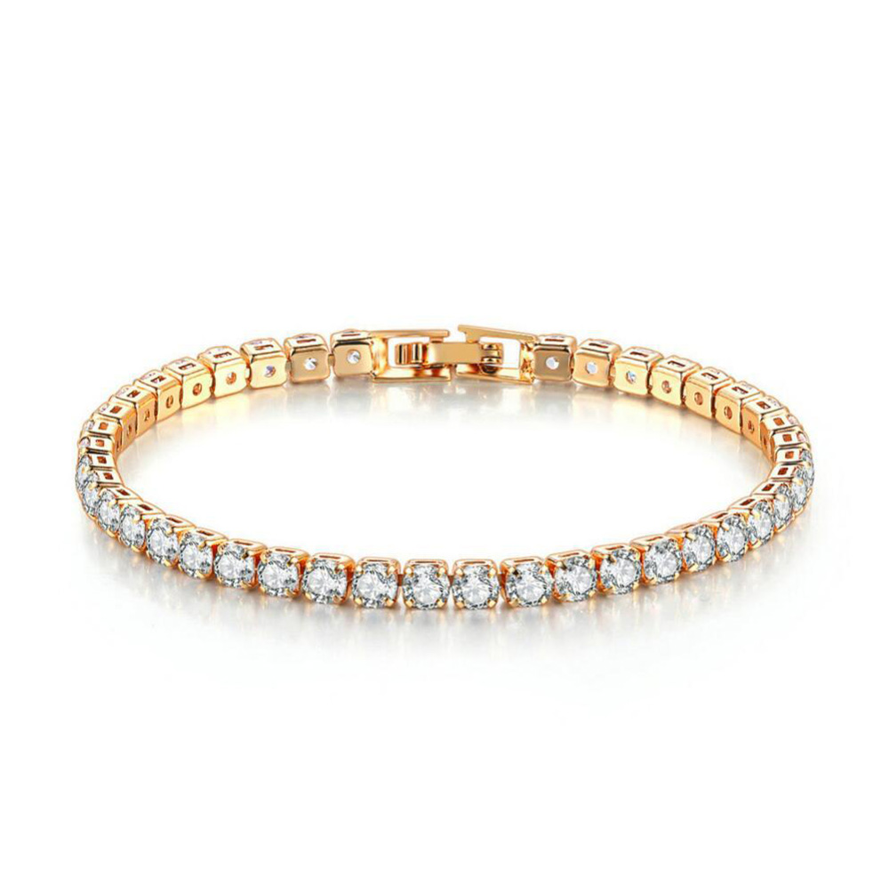 2024 mới thời trang đồ trang sức bán buôn hợp kim đồng mạ vàng 4 mét Cubic Zirconia CZ kim cương Charm Tennis Bracelet đối với phụ nữ