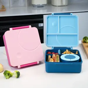 Omorealmi Kinderen Draagbare Lunchbox Lekvrij Gecompartimenteerde Bento Box Roestvrijstalen Thermos Voedselpot 1600Ml Tiffin Lun