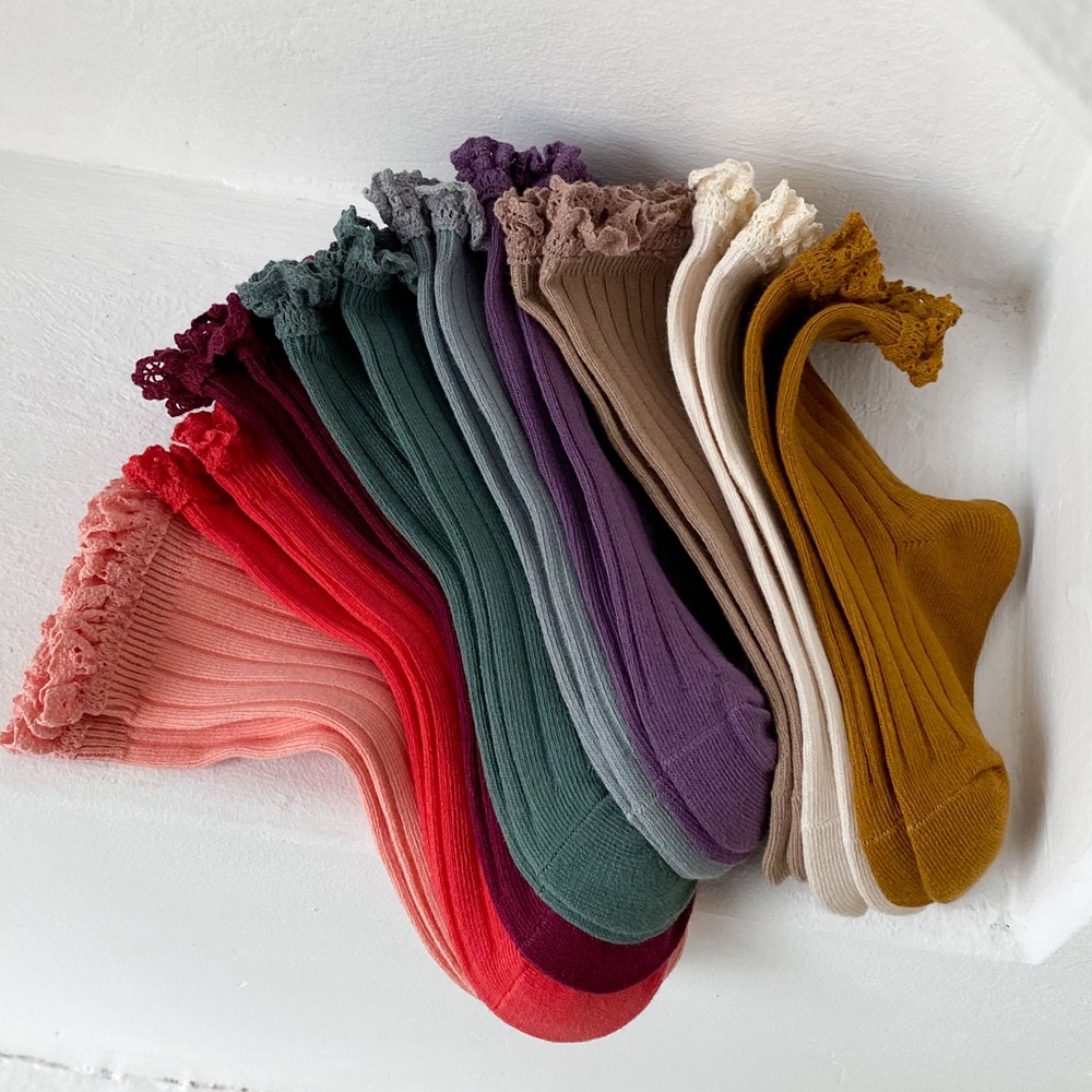 Детские кружевные носки, хлопковые носки, детские носки