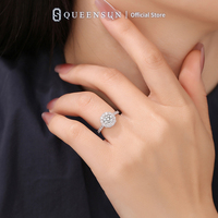 Bague de fiançailles en or 18 carats avec halo de diamants de laboratoire, taille brillant rond, micro-pavé, tige halo, solitaire classique, bague de mariée de luxe pour femme