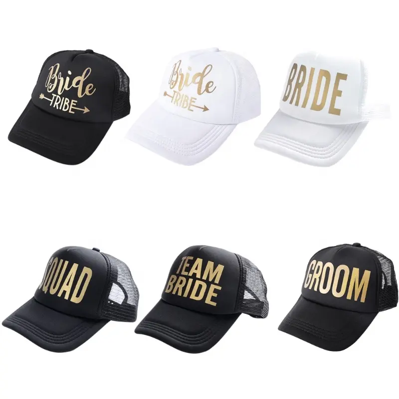 Bride Snapback Trucker Mesh Hat Gold Letters Arrow Wedding Baseball hats cap