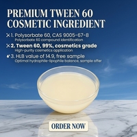 Polysorbate 60 de qualité cosmétique Tween 60, émulsifiant tensioactif, marque Meishu, pureté 99%, liquide huileux jaune, CAS 9005-67-8