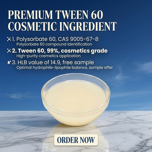 Polysorbate 60 Cosmetic Grade Tween 60 Surfactant Emulsifier Meishu Brand 99% Purity Yellow Oily Liquid CAS 9005-67-8 for