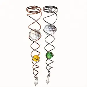 Garden decor Stainless stahl Hanging 3D kristall ball metall spirale für wind spinner und wind chime