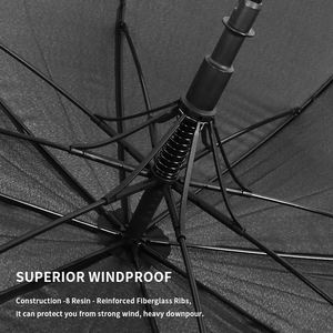 Parapluie de golf haute visibilité avec bord réfléchissant pour la sécurité, idéal pour la marche nocturne, imperméable et coupe-vent - Product Image 6