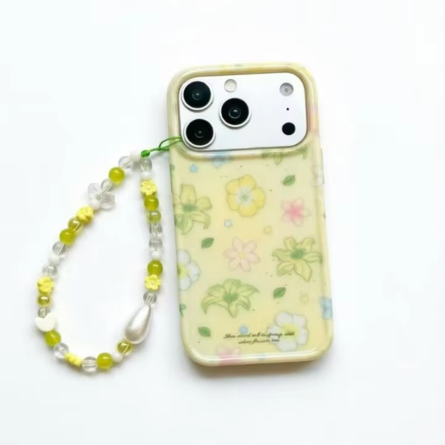 Fresh-style Animal Design Floral-Themed Mobile Phone Cases Strap & Chain Holder 15/16/17 Pro/Pro Max-Girls' 5G Protective Cover