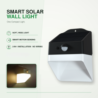 Lampe murale solaire LED dissimulée 2W 220lm anti-éblouissement à éclairage indirect large et doux pour jardin, cour, clôture et allée extérieurs