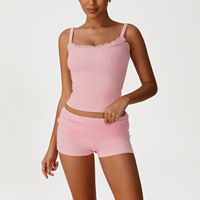 Shapewear de yoga sportif pour dames Gilet à volants à épaules dénudées Nouveau style Fitness Yoga Set Leggings évasés repliables