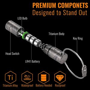 Keyunity mini LED Đèn pin pin-powered cầm tay bút ánh sáng chiến thuật Pocket <span class=keywords><strong>Torch</strong></span> với lumens cao cho cắm trại ngoài trời - Product Image 5