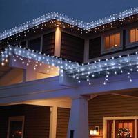 Guirlande lumineuse de Noël en forme de rideau de glace, guirlande féerique, guirlande lumineuse tombante pour jardin, rue, décoration extérieure, Nouvel An, mariage, fête