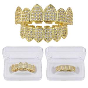 Ingrosso Denti placcati oro su misura Grillz con zirconi cubici Micro spiave slug Punk Halloween corpo gioielli stile Hip-hop - Product Image 6