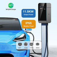 Cargador Inteligente para Vehículos Eléctricos, Wallbox de 11.5kW, 400V, 32A/16A, Trifásico, Certificado CE, con WiFi, Enchufe Tipo 1/2 GB, para Hogar/Garaje, WrightCharge