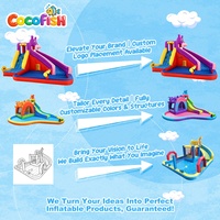 Château gonflable Cocofish pour enfants avec double toboggan, château gonflable Oxford pour l'intérieur et l'extérieur, idéal pour les fêtes d'anniversaire