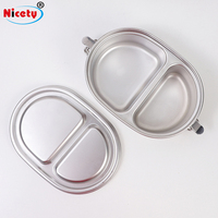 Boîte à lunch anti-fuite en acier inoxydable 304, boîtier à bento pour enfants à 2 compartiments pour l'école