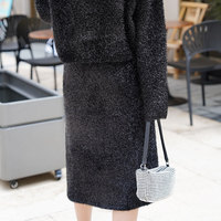 Ensembles pour femmes veste jupes genou logo personnalisé style coréen vêtements d'hiver pour femmes ensemble deux pièces