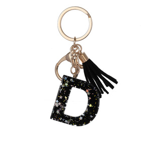 Llavero Minimalista de Resina Negra con 26 Letras, Adorno de Borla Suave para Mochila, Colgante de Moda para Bolso de Mujer, Accesorios para Llaves al por Mayor - Product Image 4