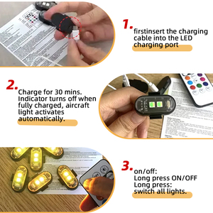 LED Mini Aircraft <b>Strobe</b> <b>Light</b> Wireless Remote Control Decorative <b>Light</b> for Car Motorcycle Rear Tail Flash Warning - Product Image 3
