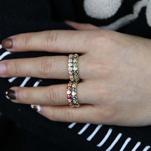 Wholesale Lucky Turkish Evil Type Eye Enamel <strong>Ring</strong> CZ Engagement Colorful Enamel Finger <strong>Rings</strong> <strong>Stack</strong> for Women Wedding Jewelry - Product Image 6