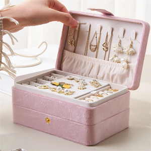 Caja Organizadora de Joyas de Terciopelo de Gran Capacidad, Portátil, de PU, para Viajes, Exhibición de Aretes, Collares y Anillos, Empaque Exquisito - Product Image 5