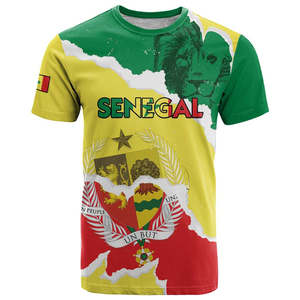 Camiseta Personalizada de Senegal con Patrón <span class=keywords><strong>Tribal</strong></span> Africano y Escudo, Personaliza Tu Texto o Logotipo, Camisetas de Senegal - Product Image 3