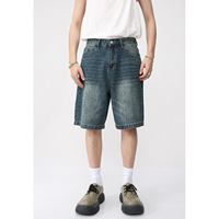 MTLCLOTHES Short en jean déchiré coupe bootcut taille mi-haute pour homme, style vintage américain, coupe ample, polyvalent et tendance