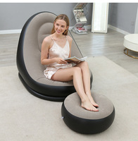 Fauteuil de relaxation gonflable moderne et épaissi, portable et pliable, avec repose-pieds et revêtement floqué, pour chambre et extérieur