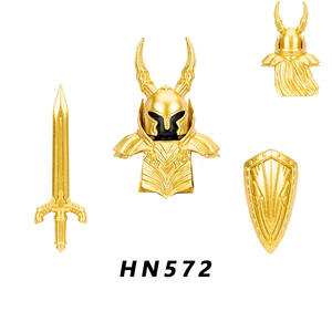 Игры Мини фигурки кирпичи Черное золото Рыцари сборочные строительные блоки аксессуары игрушки для детей HN570-573 - Product Image 2