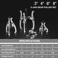 Vente en gros Extracteur d'engrenage à 3 mâchoires Outil de démontage 3 ", 4", 6 ", 8" pour poulies d'engrenages Roulements et volants entièrement assemblés Acier CR-V