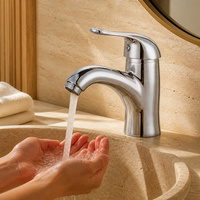 Robinet de lavabo moderne et contemporain à poignée unique, monotrou, en alliage de zinc avec cartouche céramique, pour salle de bain et chambre à coucher