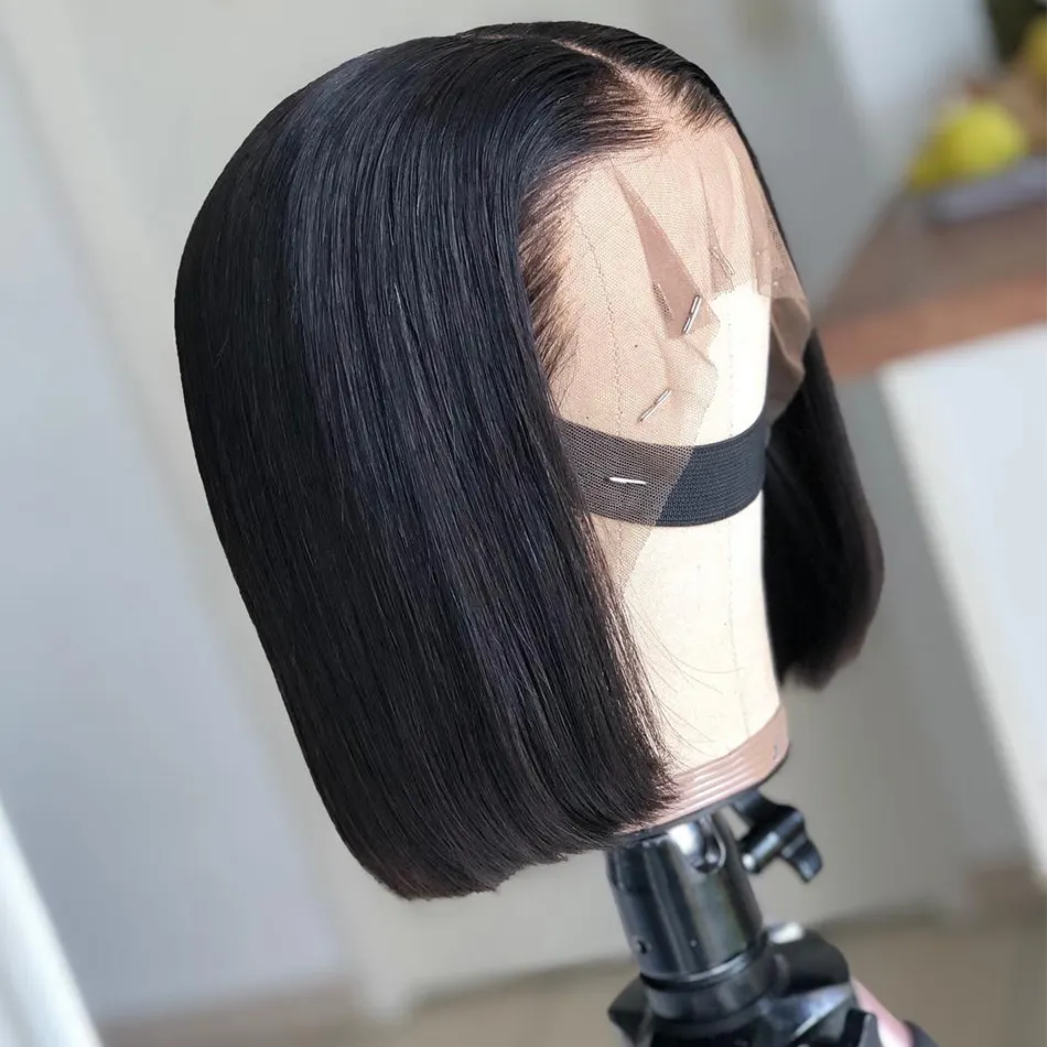 Befa 10-18 inch Natural Black Brazilian Human hair extensions 4x4 Closure Short Wig