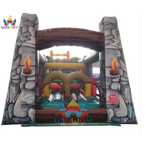 Parcours d'obstacles gonflable amusant de grande taille de style nouveau 2025 pour enfants, en PVC, avec palmier tropical gonflable, toboggan aquatique dinosaure - Product Image 3