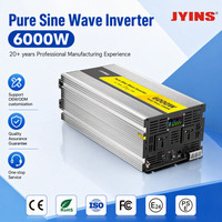 Convertisseur d'énergie à onde sinusoïdale pure monophasé 6000W 12V 24V 48V vers 110V 220V 230V 240V avec télécommande et écran LED pour usage domestique DC/AC