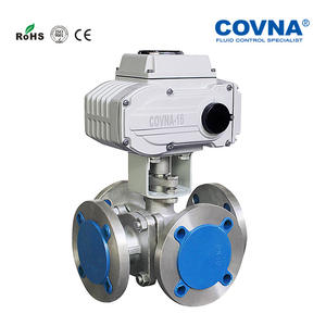 วาล์วบอลสแตนเลส COVNA แบบ 4 ทาง ชนิด F-Flange เปิด/ปิด ใช้ไฟฟ้า AC220V แบบฟูลบอร์ พร้อมระบบควบคุมด้วยมือสำหรับน้ำ - Product Image 3