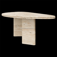 Console/Table d'appoint Dougbuild en marbre naturel beige, moderne, écologique et luxueuse, pour appartement, fabriquée sur commande