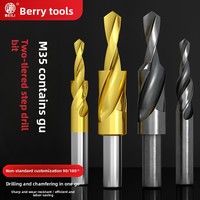 Broca escalonada de cobalto HSS BEILI M35 de 90 y 180 grados con nitruro de titanio para hierro fundido, cobre, aleación de aluminio, acero y acero para moldes