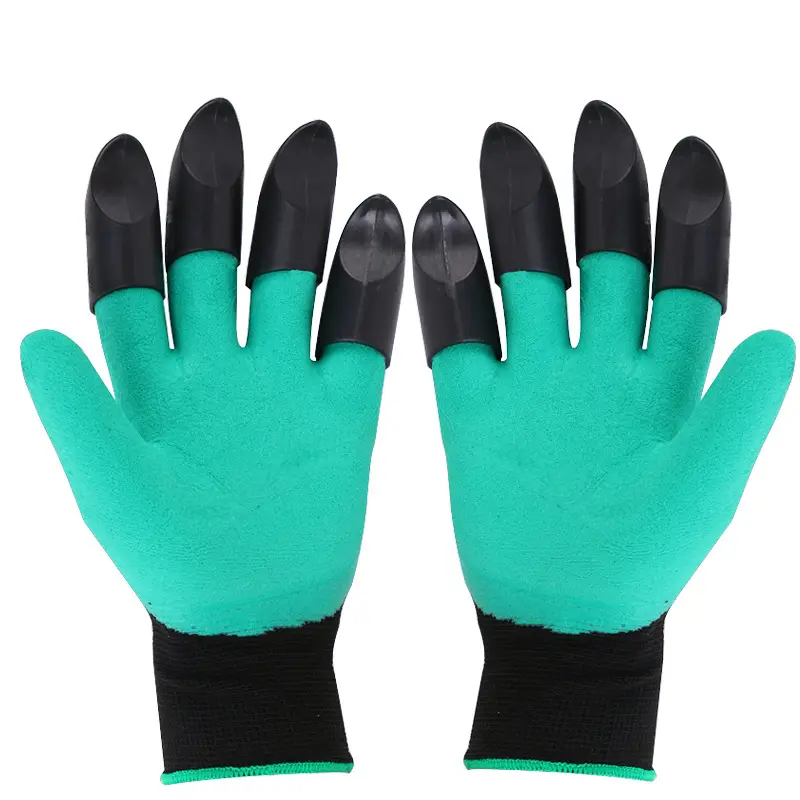 W007 Wholesale High Quality Guantes Planting Working Fingertips Waterproof Latex Safety Foam Garden Gloves With Claws