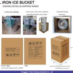 Vente en gros de seaux à glace ronds en fer galvanisé 5L pour 6 bouteilles de bière, champagne et boissons - Product Image 4