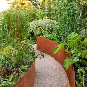 Corten钢凸起花园床，用于蔬菜花卉种植边缘