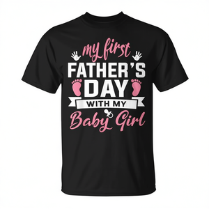 T-shirt « Ma première fête des pères avec ma petite fille » pour papa débutant, cadeau pour la paternité - Product Image 2