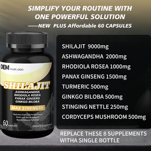 Cápsulas de Shilajit al por Mayor OEM con Ashwagandha y Panax Ginseng, Potenciador de Energía, Mejora la Fuerza Masculina, Suplementos Herbales para el Cerebro - Product Image 3
