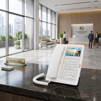 Téléphone d'hôtel H5W blanc pour chambre d'hôtes, téléphone IP WiFi avec écran couleur de 3,5 pouces, 6 touches de numérotation rapide, 2 lignes SIP, PoE