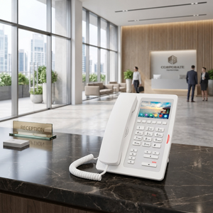 Téléphone d'hôtel H5W blanc pour chambre d'hôtes, téléphone IP WiFi avec écran couleur de 3,5 pouces, 6 touches de numérotation rapide, 2 lignes SIP, PoE - Product Image 5