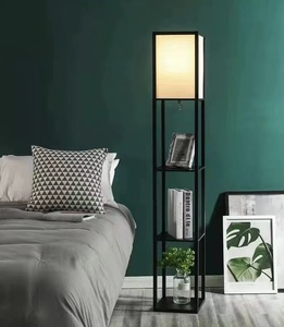 <span class=keywords><strong>Étagère</strong></span> noire en bois noire de style nordique moderne, luminaire décoratif d'intérieur, idéal pour le salon - Product Image 6