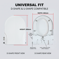 Siège de bidet premium non électrique pour la maison, installation facile DIY, pression d'eau réglable, couvercle anti-choc en forme de D