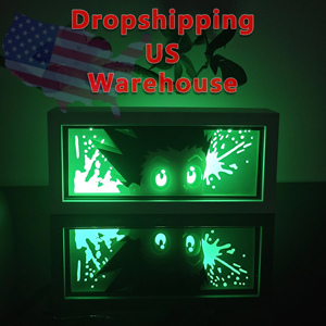 Boîte à lumière LED d'anime, entrepôt américain en stock, lumière verte brillante, personnage 3D, décoration lumineuse, art mural pour <span class=keywords><strong>chambre</strong></span> d'<span class=keywords><strong>otaku</strong></span>, livraison rapide aux États-Unis - Product Image 1