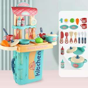 Set de cuisine 3 en 1 pour enfants, valise de voyage, jouets pour faire semblant, accessoires de cuisine réalistes, 49 pièces - Product Image 3