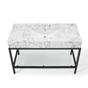 <span class=keywords><strong>Homedee</strong></span> 48 Pouces noir en acier inoxydable salle de bain vanité armoires - Product Image 5
